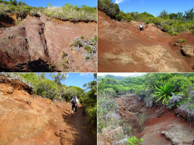 Les terres rouges sont nombreuses le long du sentier
