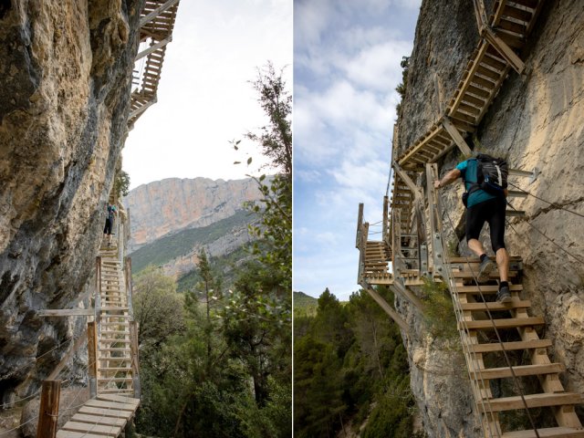 Grimpée vertigineuse pour franchir la première falaise verticale