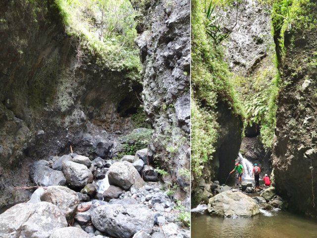 Courte remontée de la Ravine Bananes se terminant à une nouvelle cascade