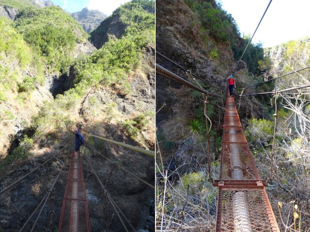 Traversée du Bras Crochet par la vertigineuse passerelle
