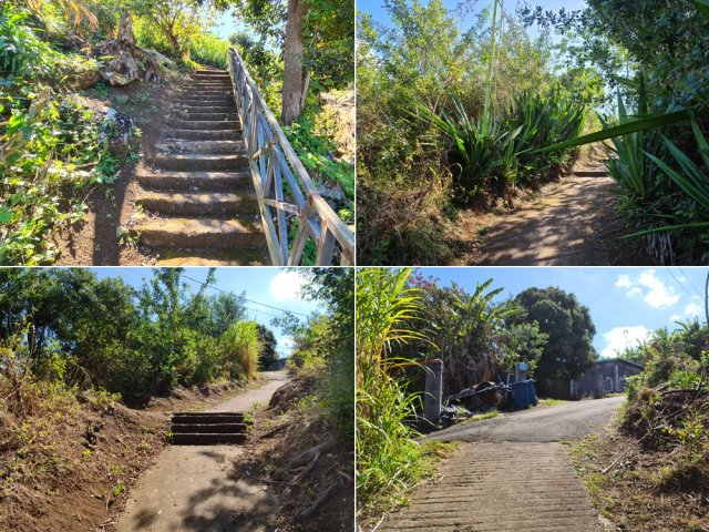Escaliers et pistes bétonnées du Sentier des Liserons