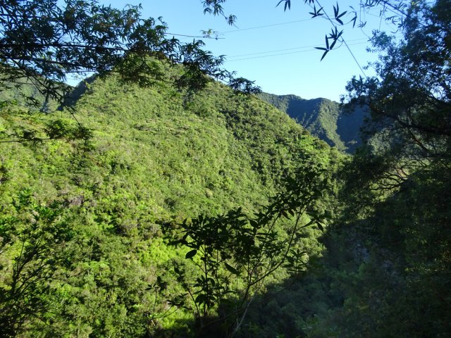 On domine la Ravine Sèche d'une vingtaine de mètres