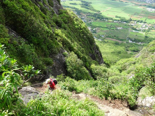 On s'élève très rapidement tant la pente est forte