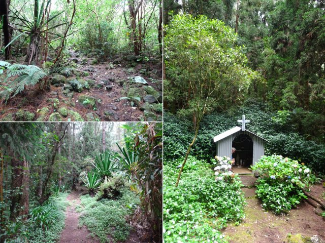 Deux idées du sentier et halte à la Chapelle de Cap Blanc