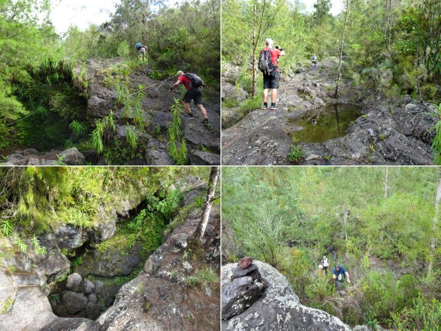 Grottes, bassins profonds, flaques et quelques cairns de la Ravine de Grand Sable