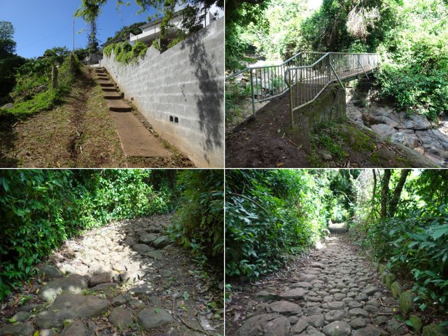 Traversée de la Grande Ravine par un agréable sentier pavé