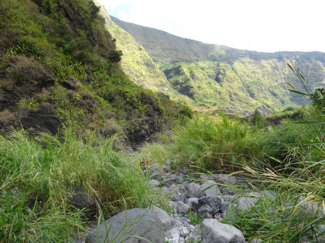 Peu d'eau en début de descente. Elle surgit plus en aval