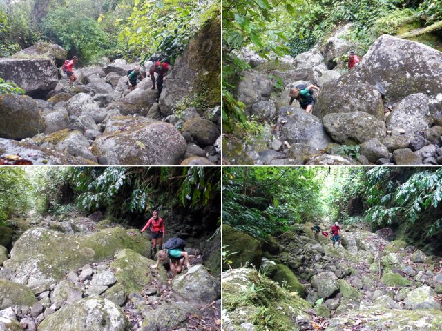 Comme toutes les remontées de ravines, chercher le meilleur passage
