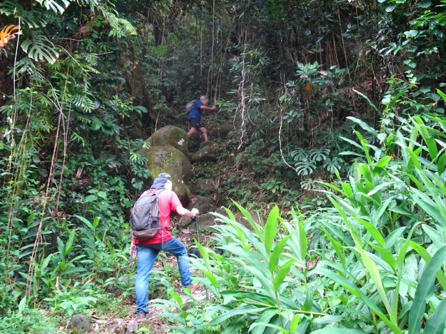 Début de la difficile montée du rempart