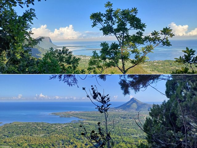 Le Morne Braban d'un côté, la Tourelle du Tamarin de l'autre