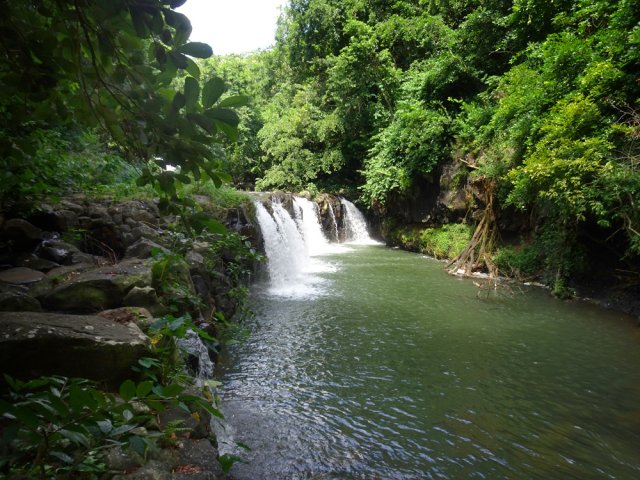 Le long bassin alimenté par cette cascade