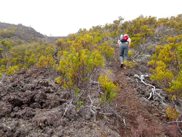 Début de l'escalade du Piton 1954