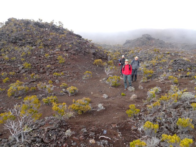 Au nord du Piton Haüy, le sol est moins plat que sur la Plaine des Sables