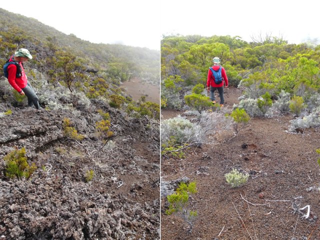 Début de la descente très glissante de la Rampe Quatorze