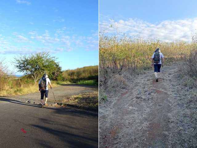 Contournement de la piscine par un large sentier