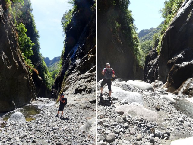 Beaucoup de marche sur galets plus ou moins volumineux