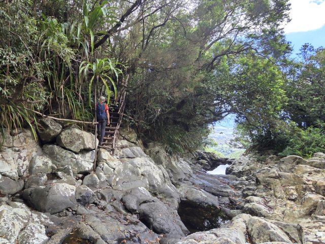 Nouvel escalier rustique pour sortir de la Ravine Sèche