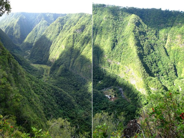 Au retour, le soleil éclaire davantage le fond de la vallée où l'on devine les îlets