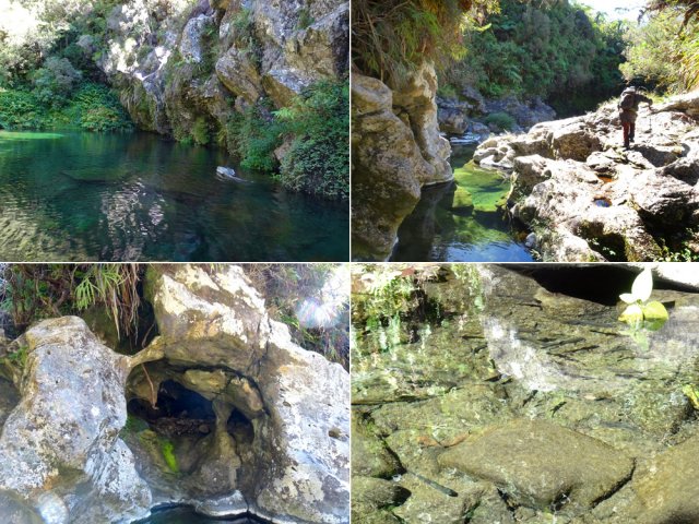Truites, cavités, arches, marmites à l'approche du sentier de retour