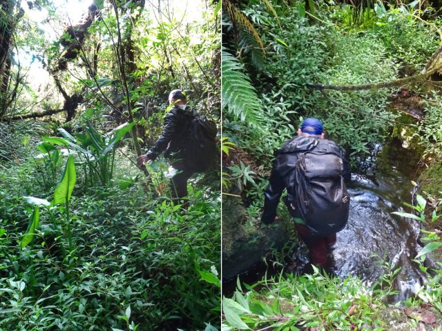 Suivre la minuscule ravine sur les berges ou dans l'eau